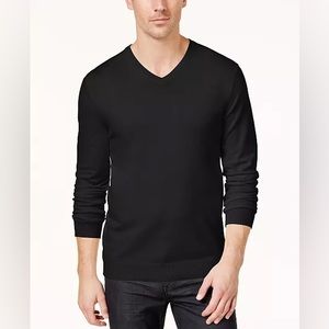 Alfani V-Neck Sweater Black - Size Large, Slim Fit